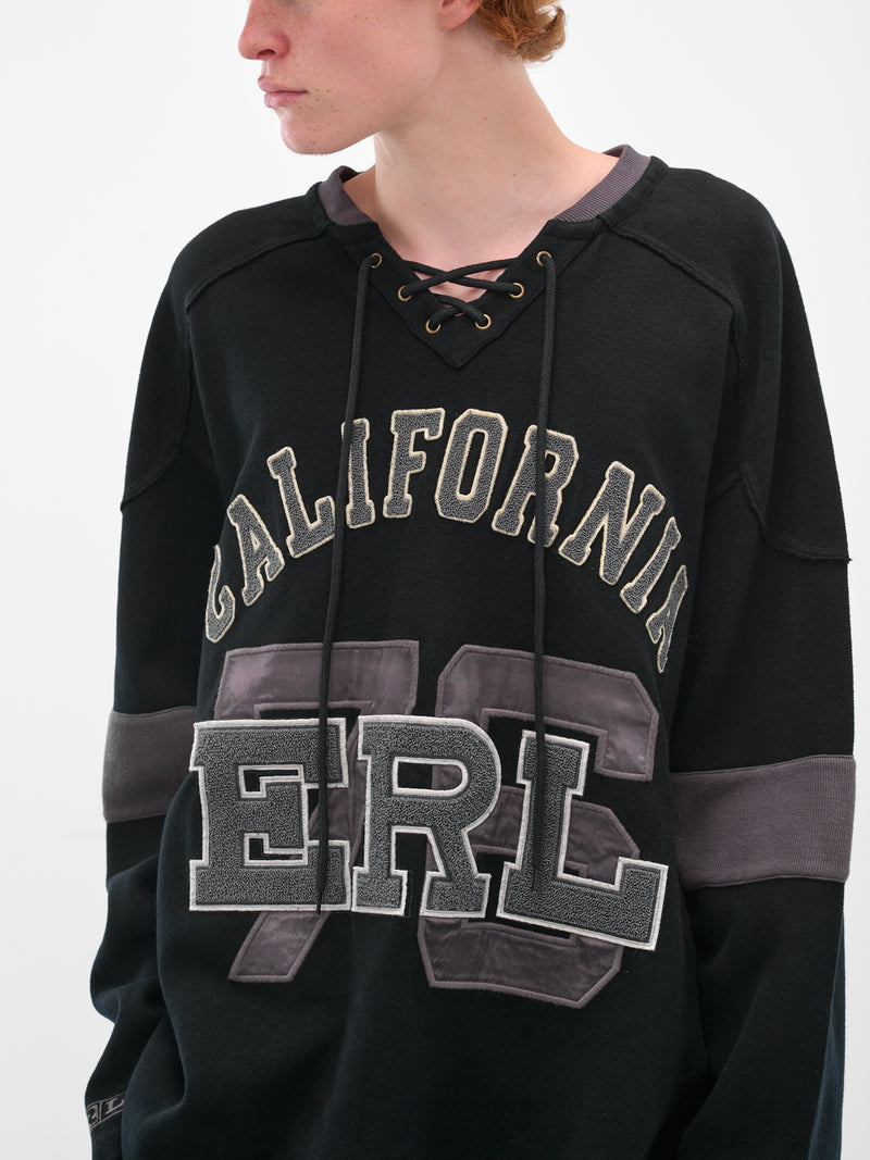 Black Embroidered Hockey Jersey Sweater (ERL11T012-BLACK)