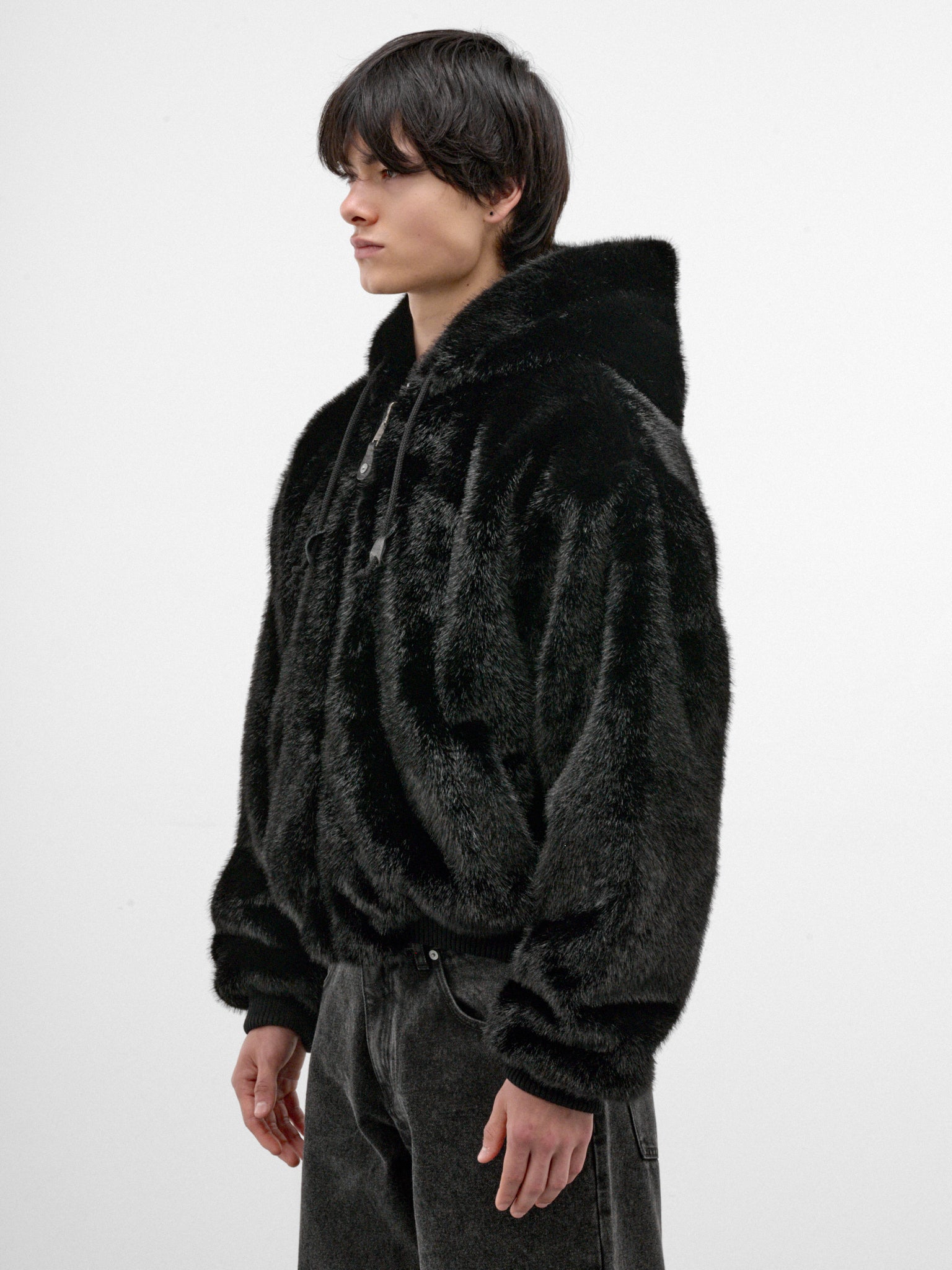 Black Faux Fur Reversible Jacket (ERL13J003-1-BLACK)