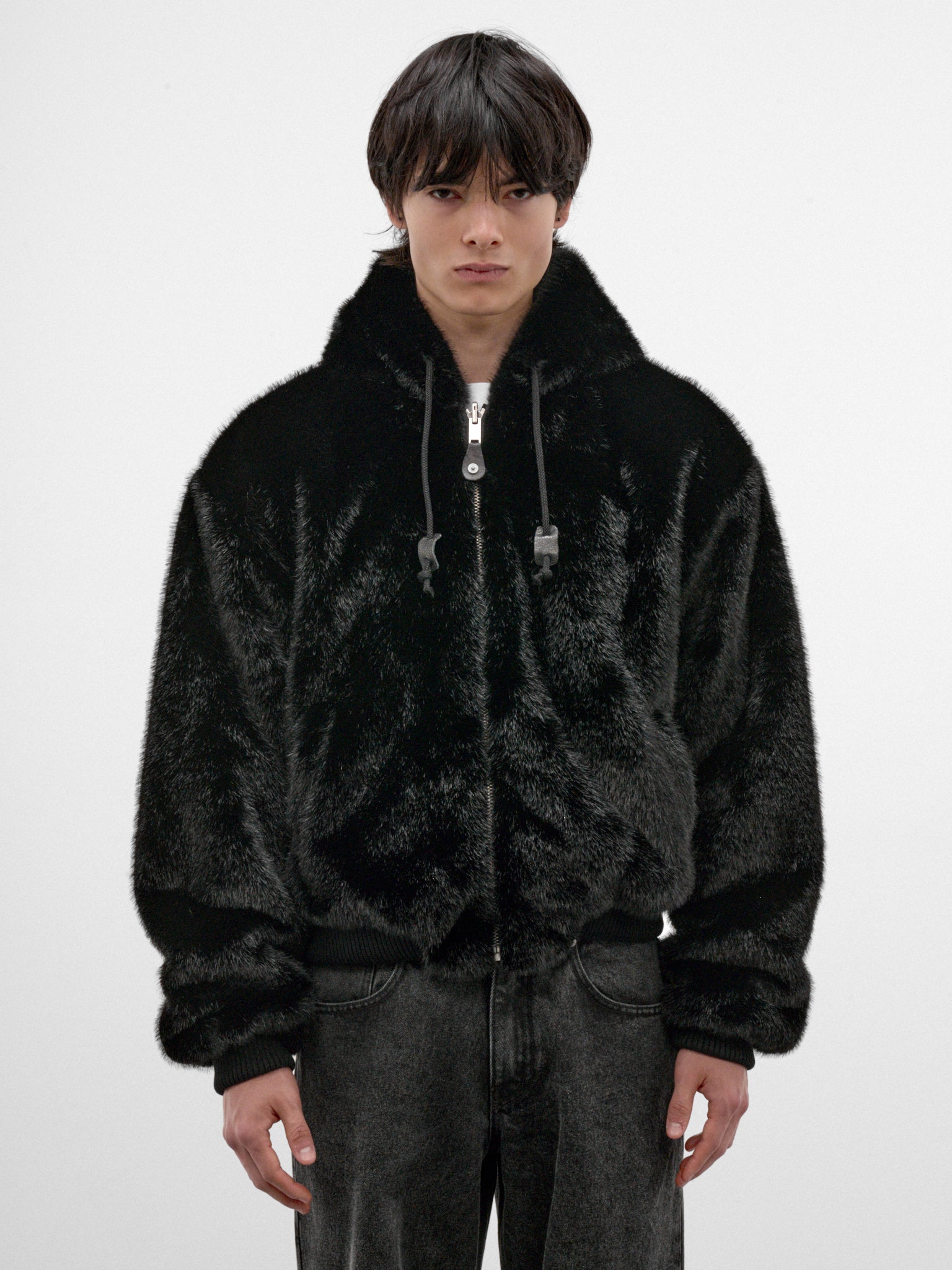Black Faux Fur Reversible Jacket (ERL13J003-1-BLACK)
