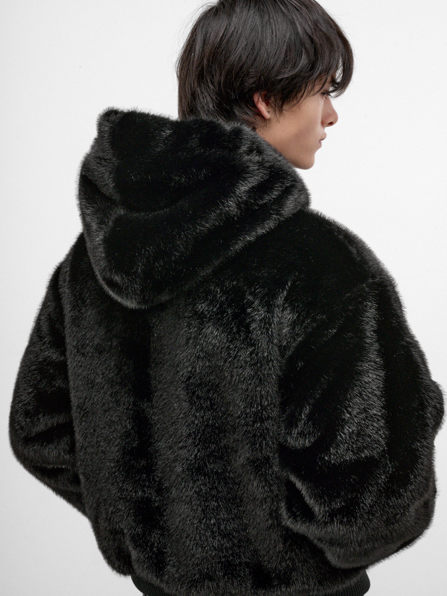 Black Faux Fur Reversible Jacket (ERL13J003-1-BLACK)