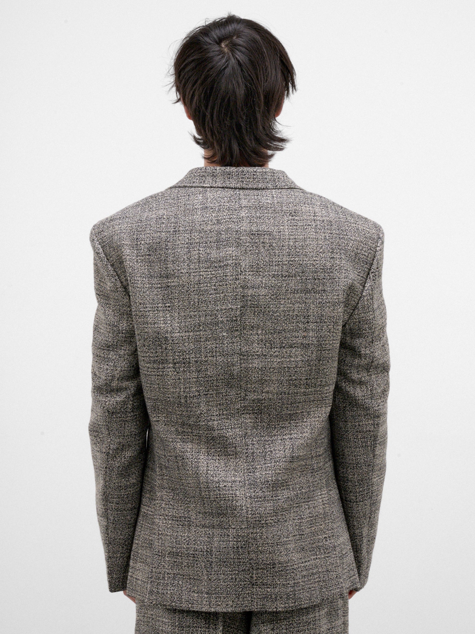 Gray Wool Tweed Blazer (ERL13J011-1-BLACK-WHITE)