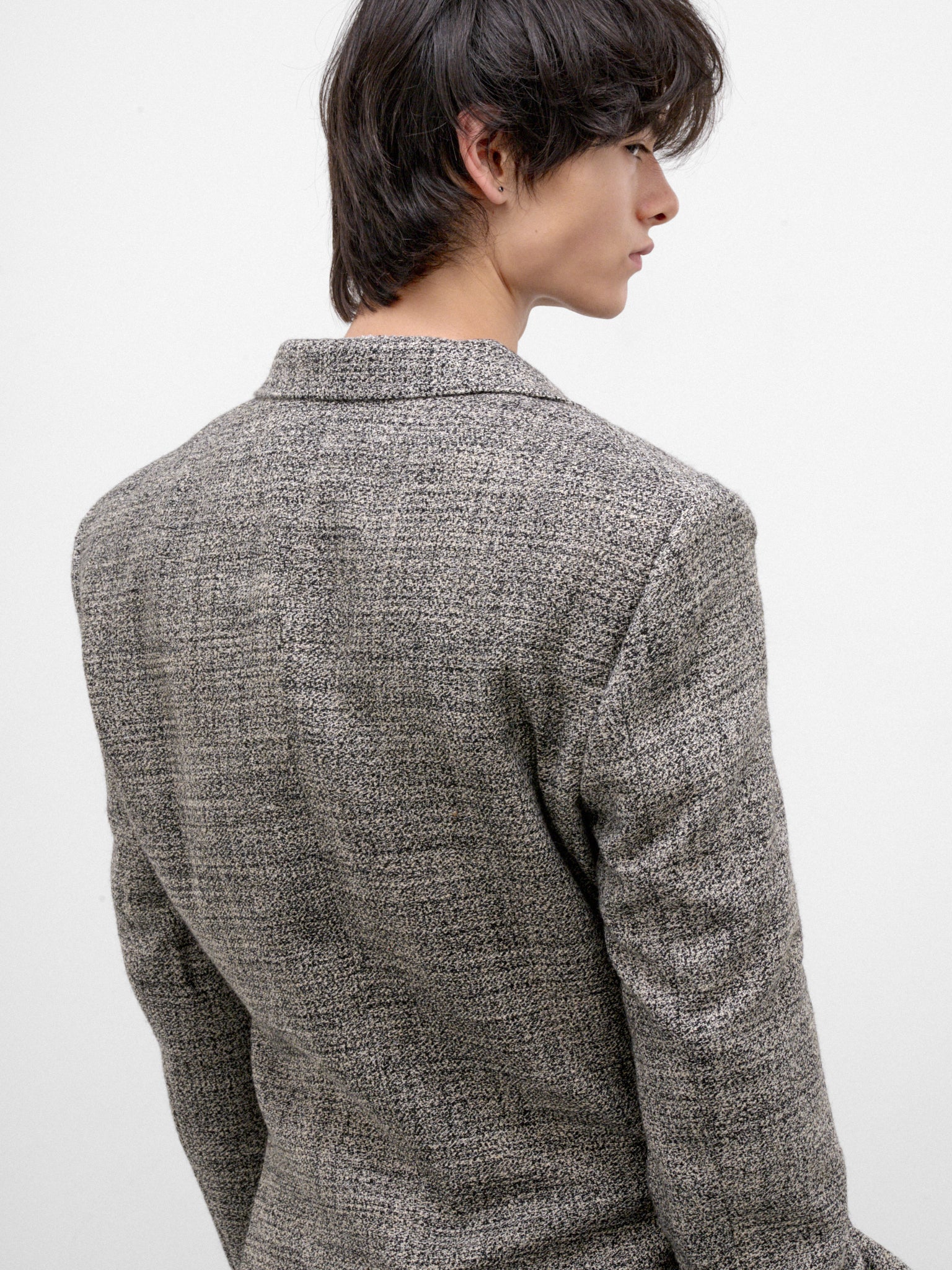 Gray Wool Tweed Blazer (ERL13J011-1-BLACK-WHITE)