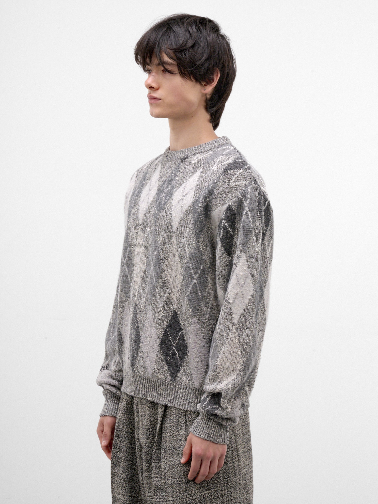 Gray Argyle Knit Sweater (ERL13N008-1-GREY)