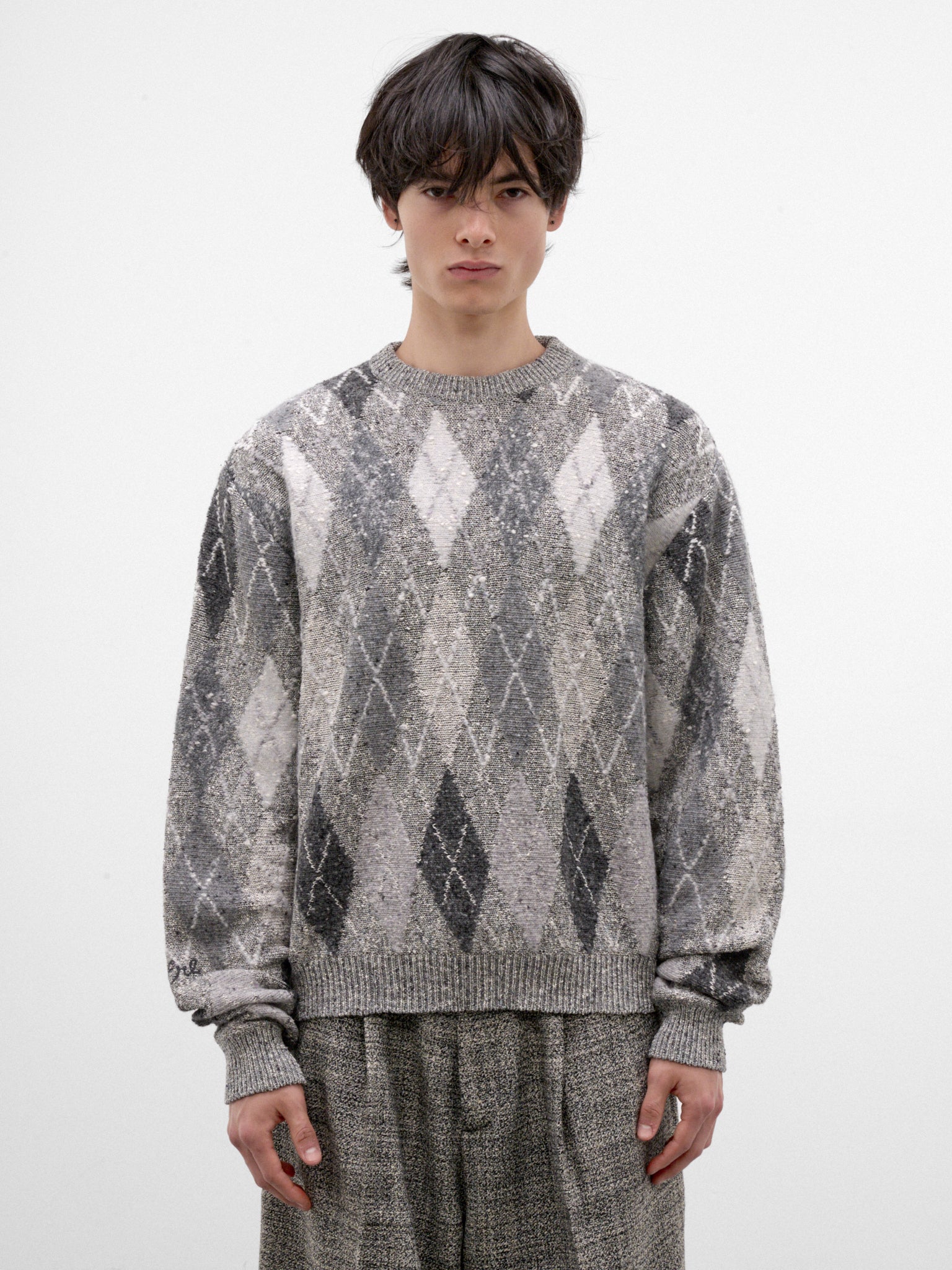 Gray Argyle Knit Sweater (ERL13N008-1-GREY)