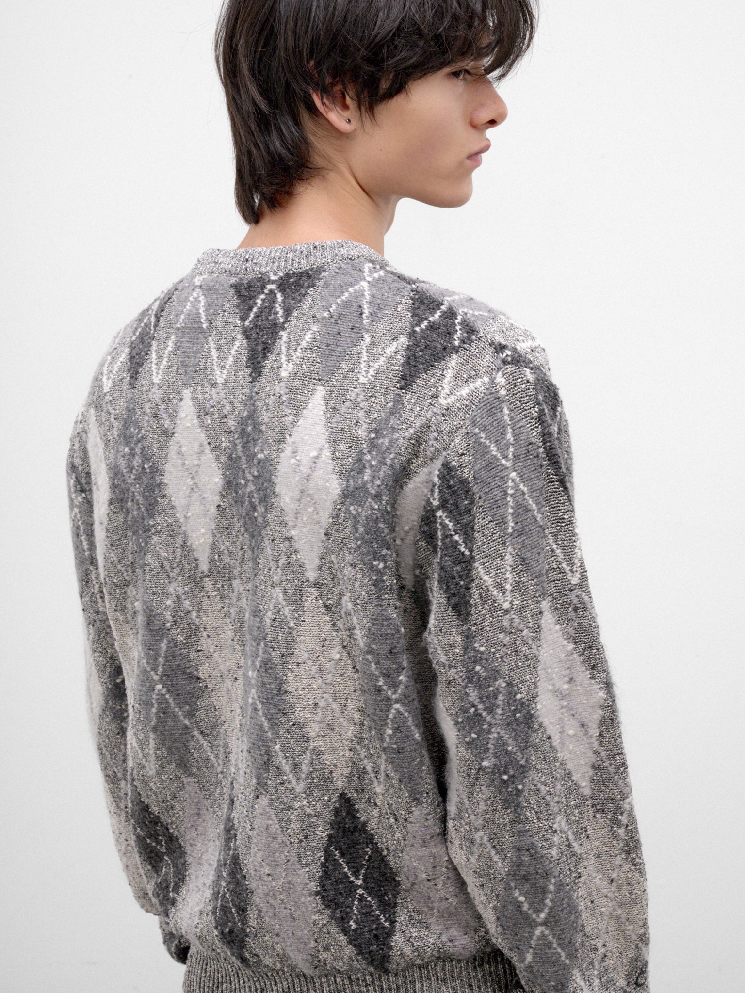 Gray Argyle Knit Sweater (ERL13N008-1-GREY)