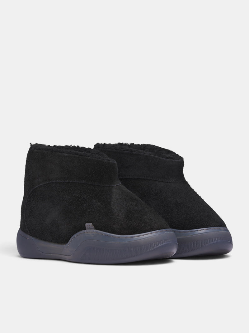 Black Suede Vamp Low Boots (ERL13SH42-BLACK)