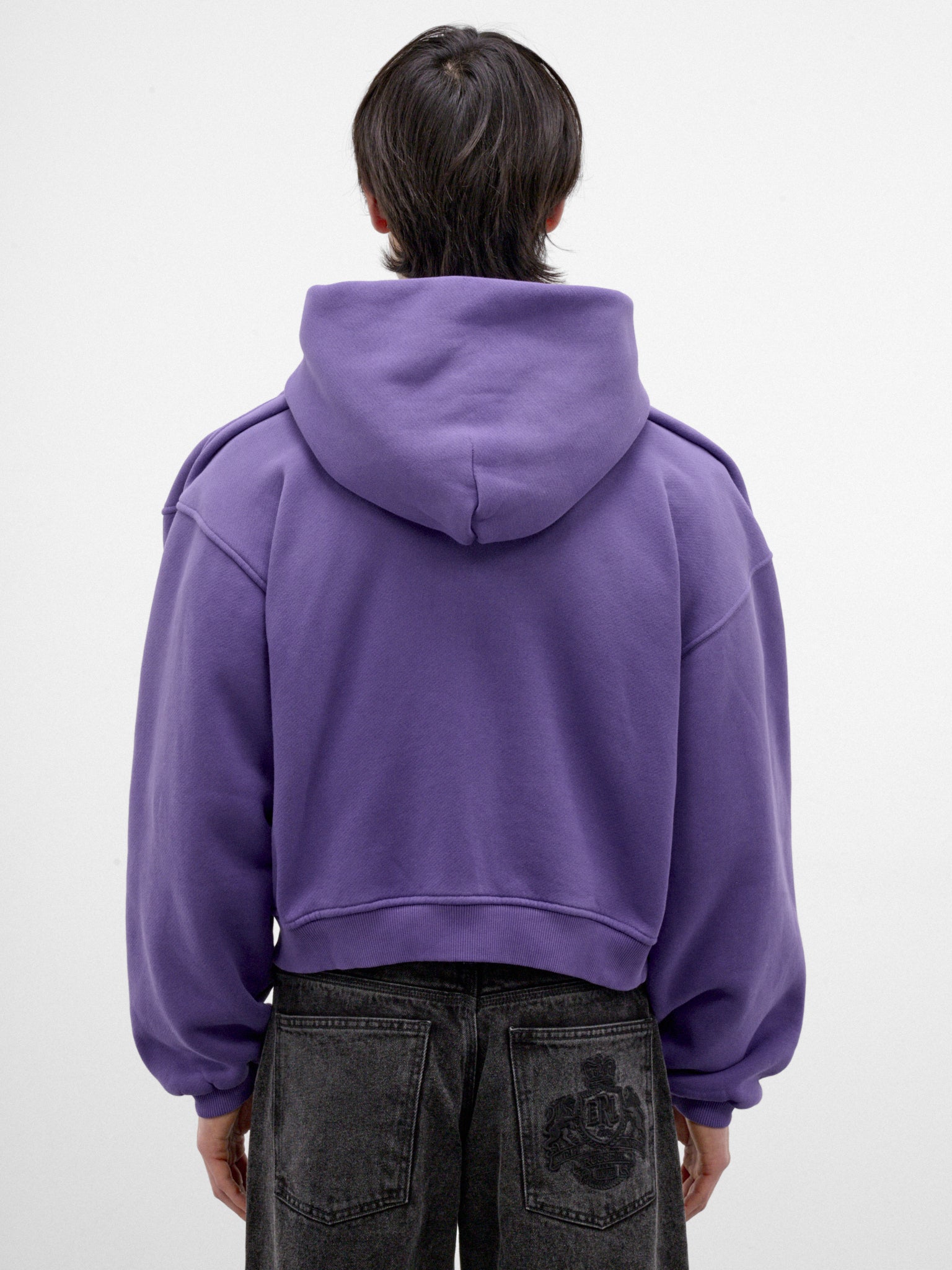 Purple Cotton Cropped Boxy Hoodie (ERL13T021-1-PURPLE)