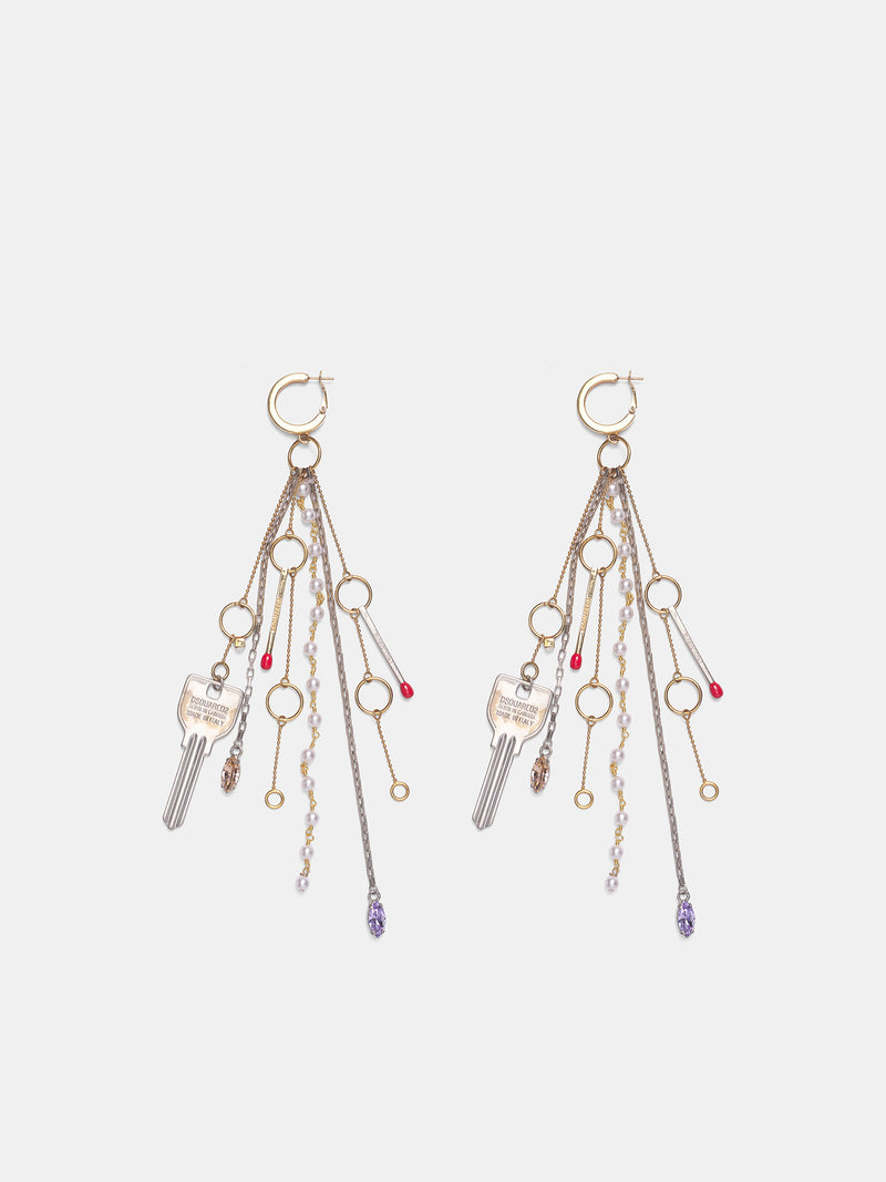 Gold Keychain Drop Earrings (ERW0270-F177-MIX)