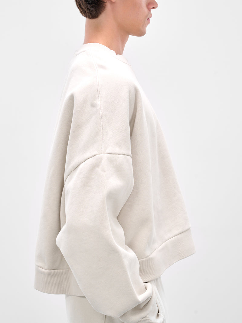 White Boxy Long Sleeve Crewneck (ES2126-RICE)