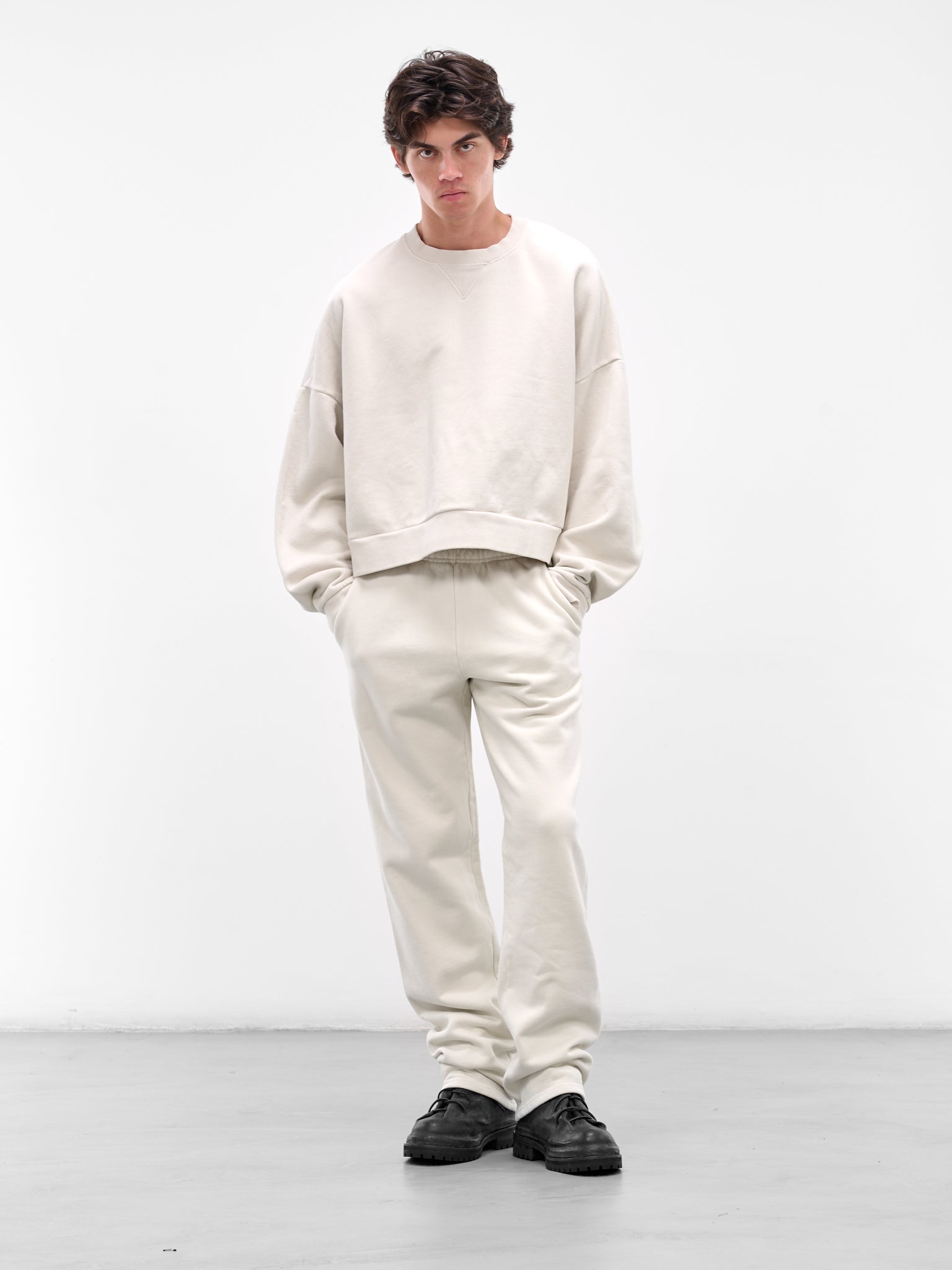 White Relaxed Straight Leg Sweatpants (ES2204-RICE)