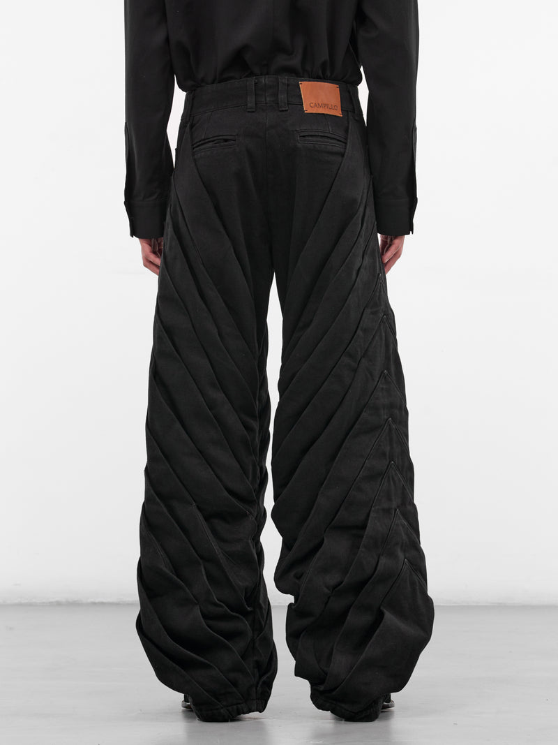 Black Escultura Pleated Denim Pants (ESCULTURA-PANTS-BLACK)
