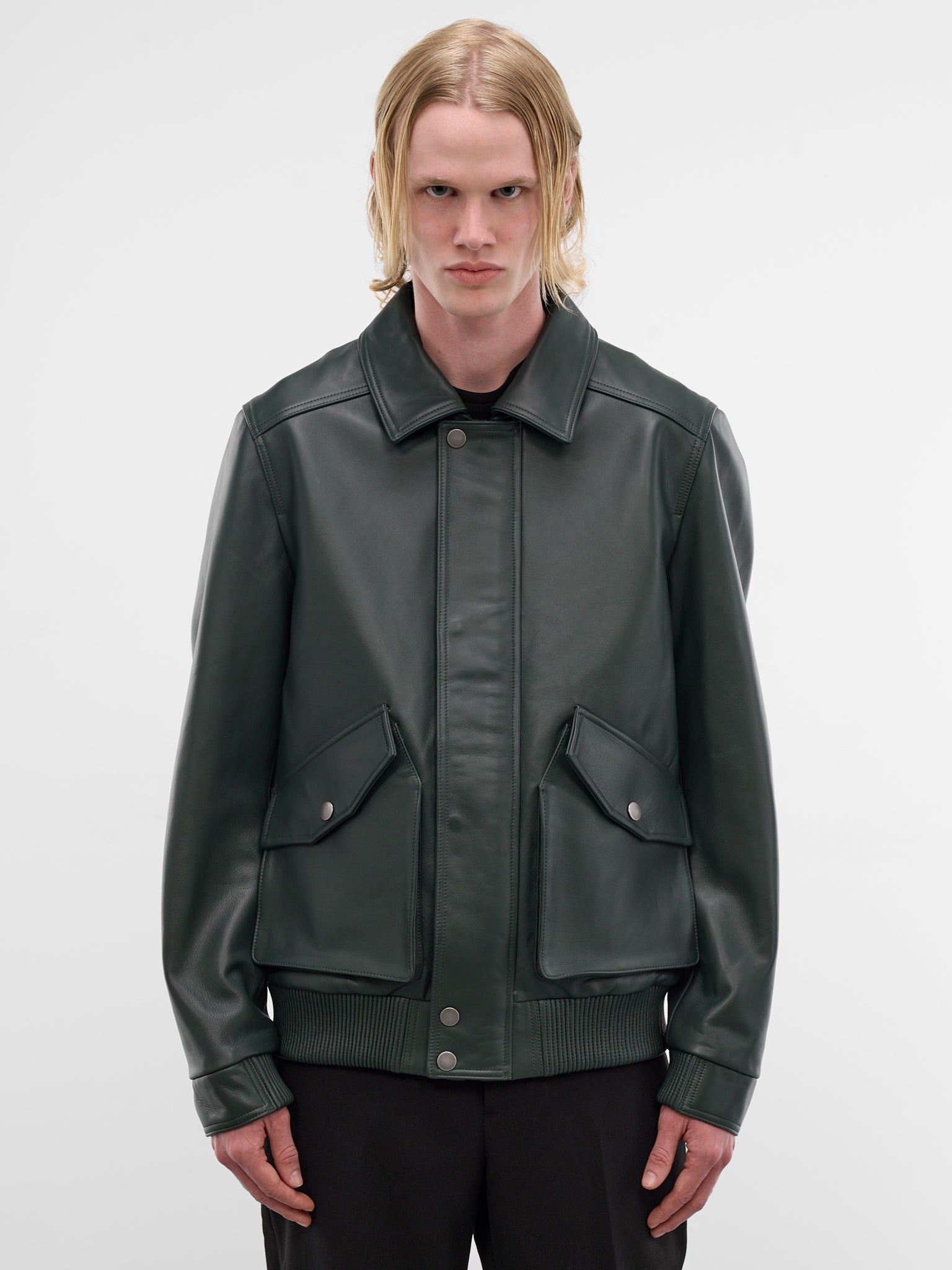 Black Leather Moto Jacket (ESSS26JA02247-CYPRESS)