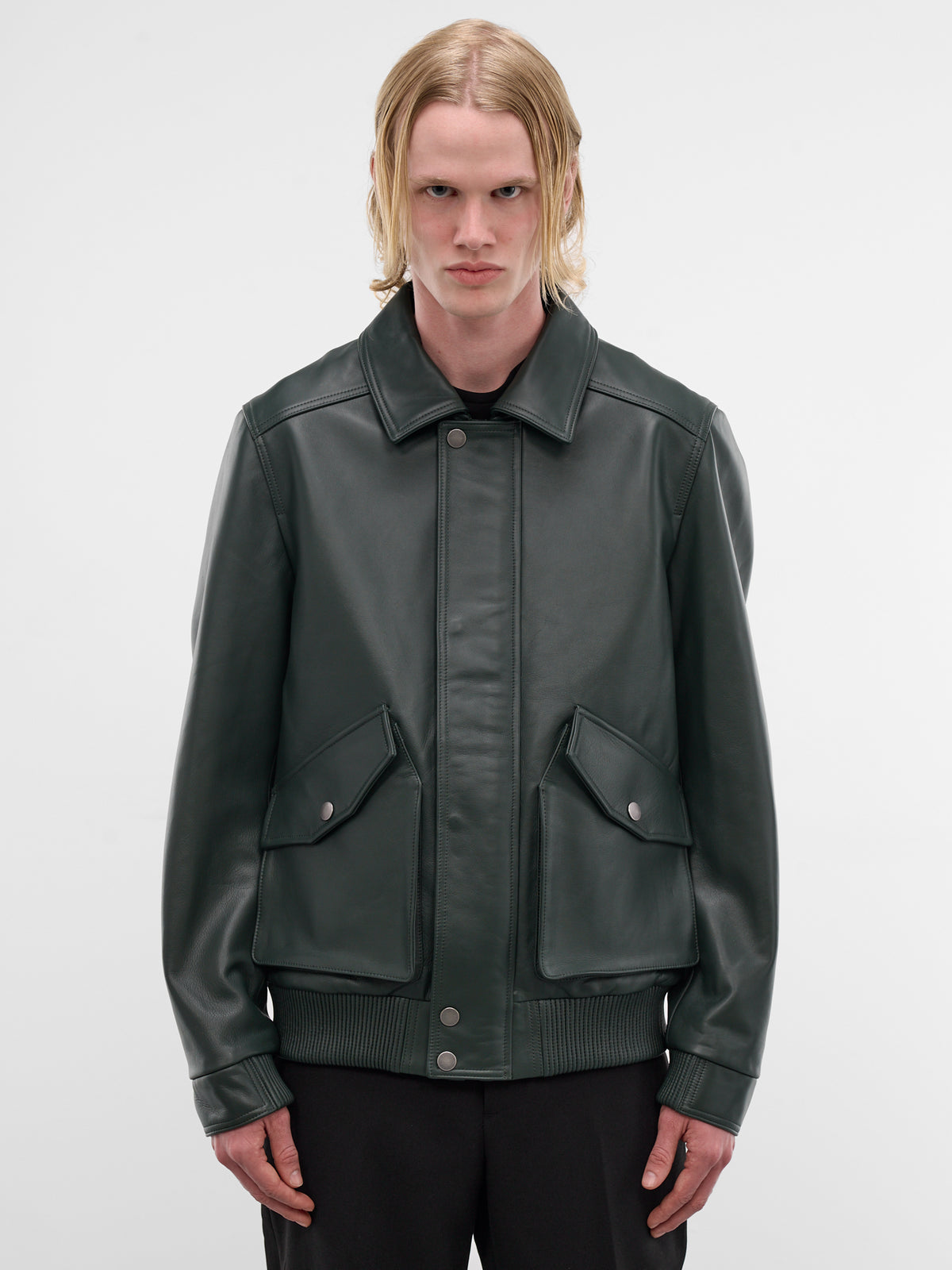 Black Leather Moto Jacket (ESSS26JA02247-CYPRESS)