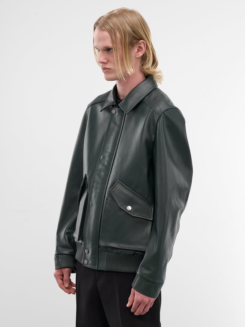 Black Leather Moto Jacket (ESSS26JA02247-CYPRESS)