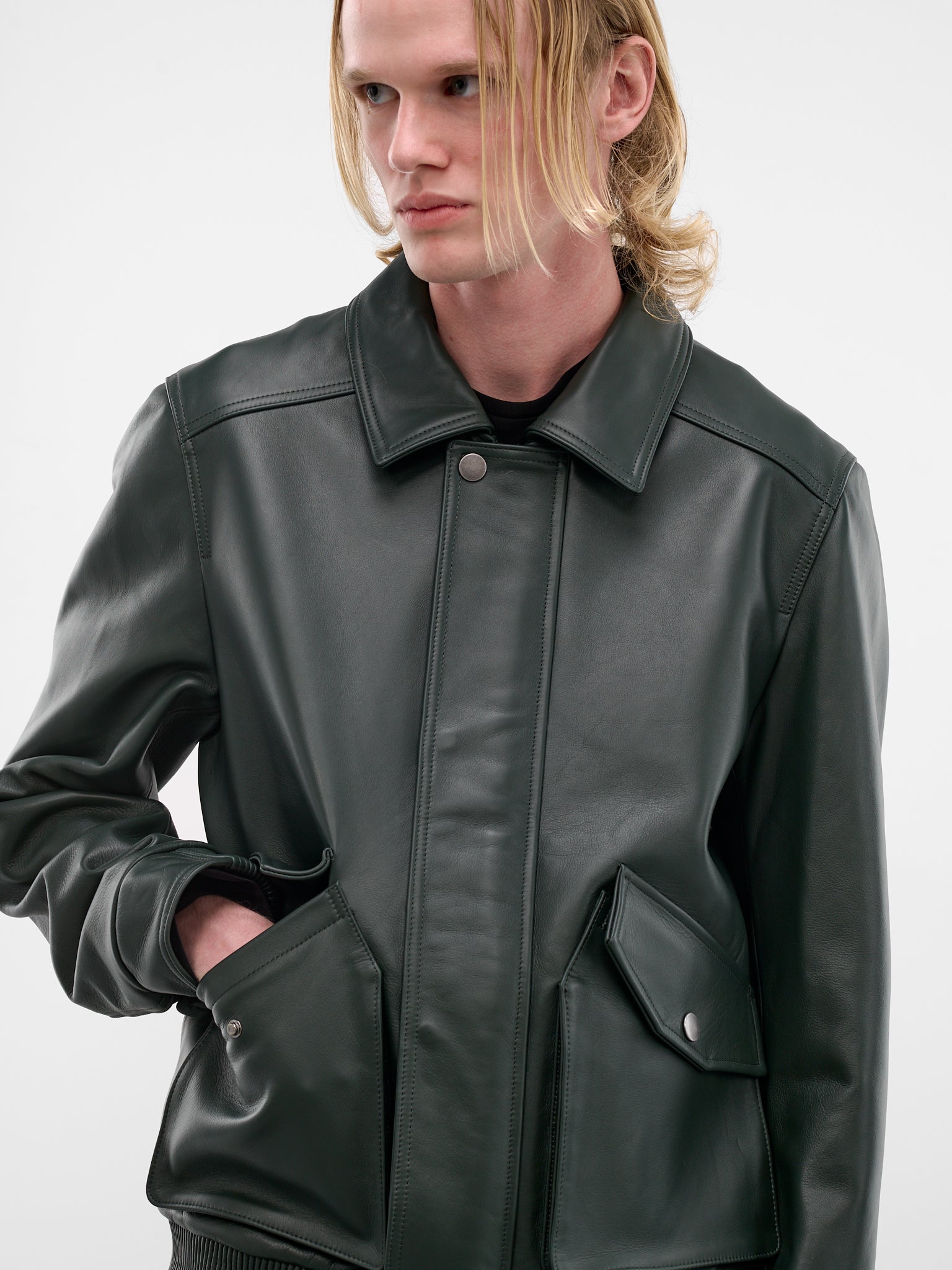 Black Leather Moto Jacket (ESSS26JA02247-CYPRESS)