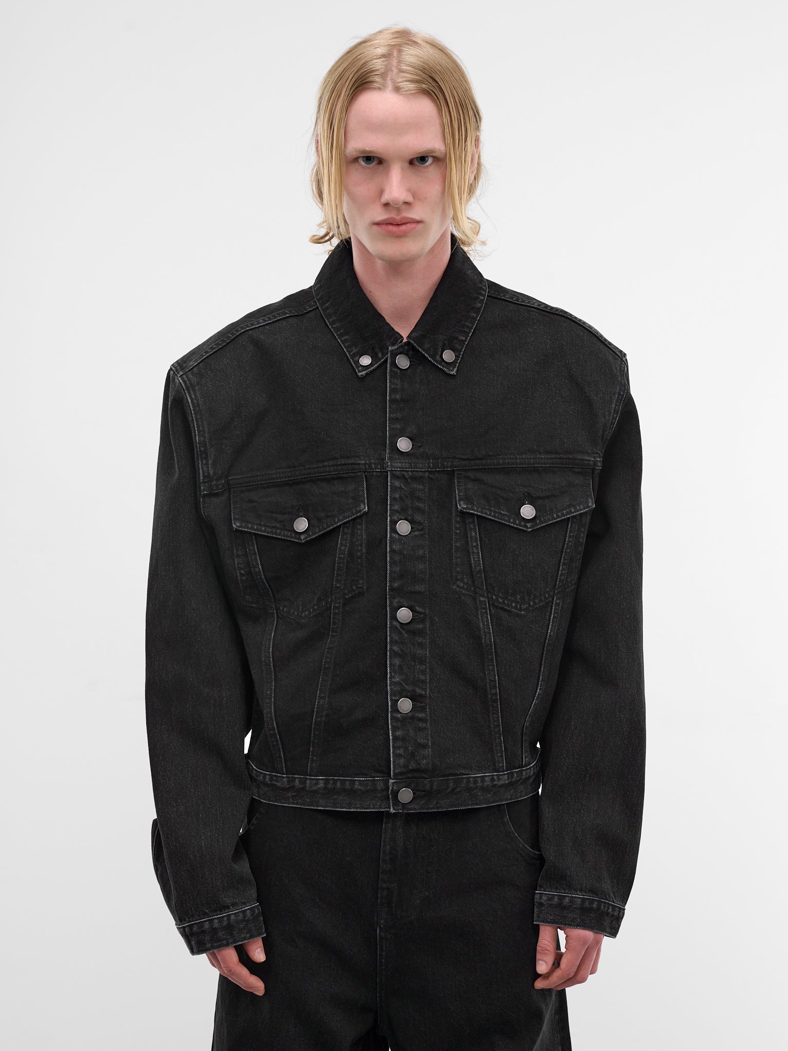 Magnette Shrunken Denim Jacket (ESSS26JA03012-MAGNETITE)