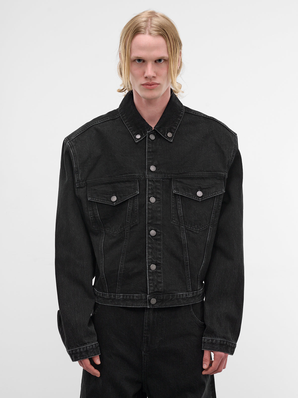 Magnette Shrunken Denim Jacket (ESSS26JA03012-MAGNETITE)