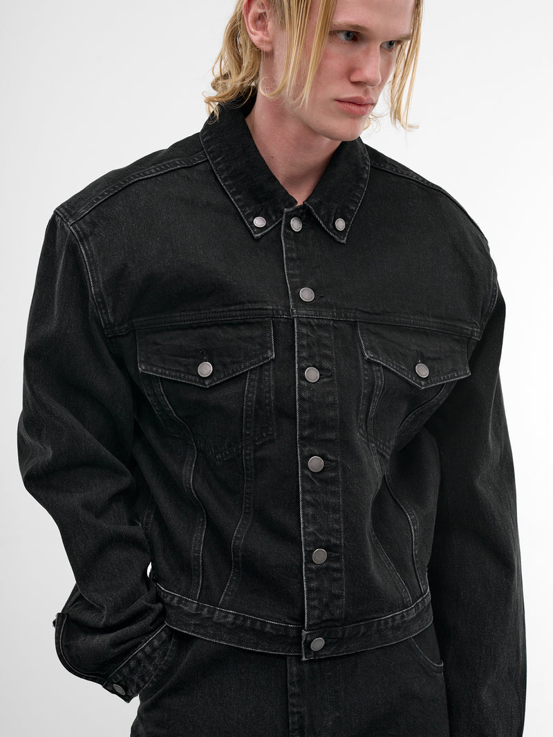 Magnette Shrunken Denim Jacket (ESSS26JA03012-MAGNETITE)