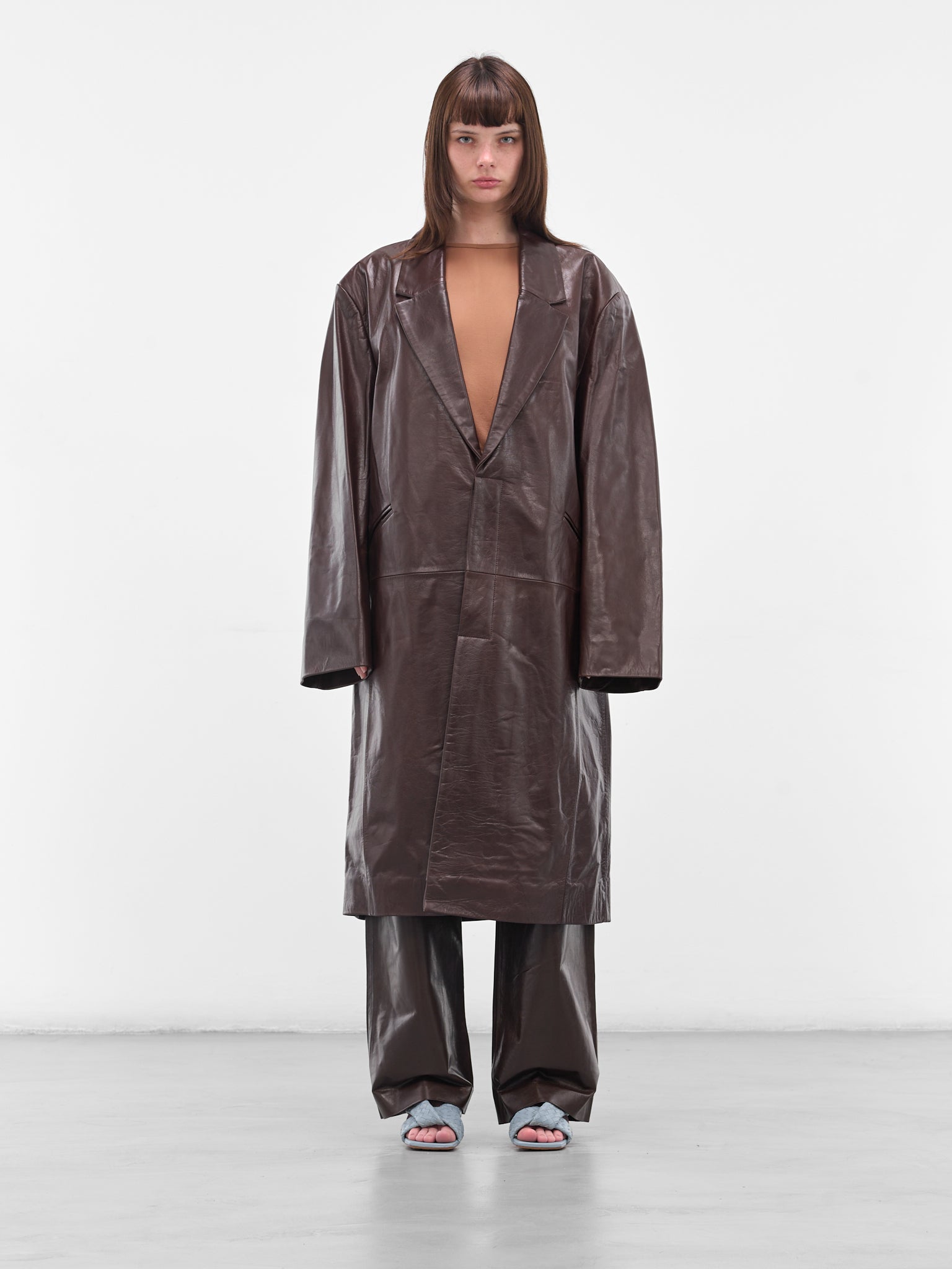 Brown Oversized Leather Coat (ESU-W25-13024-DB-DARK-BROWN)