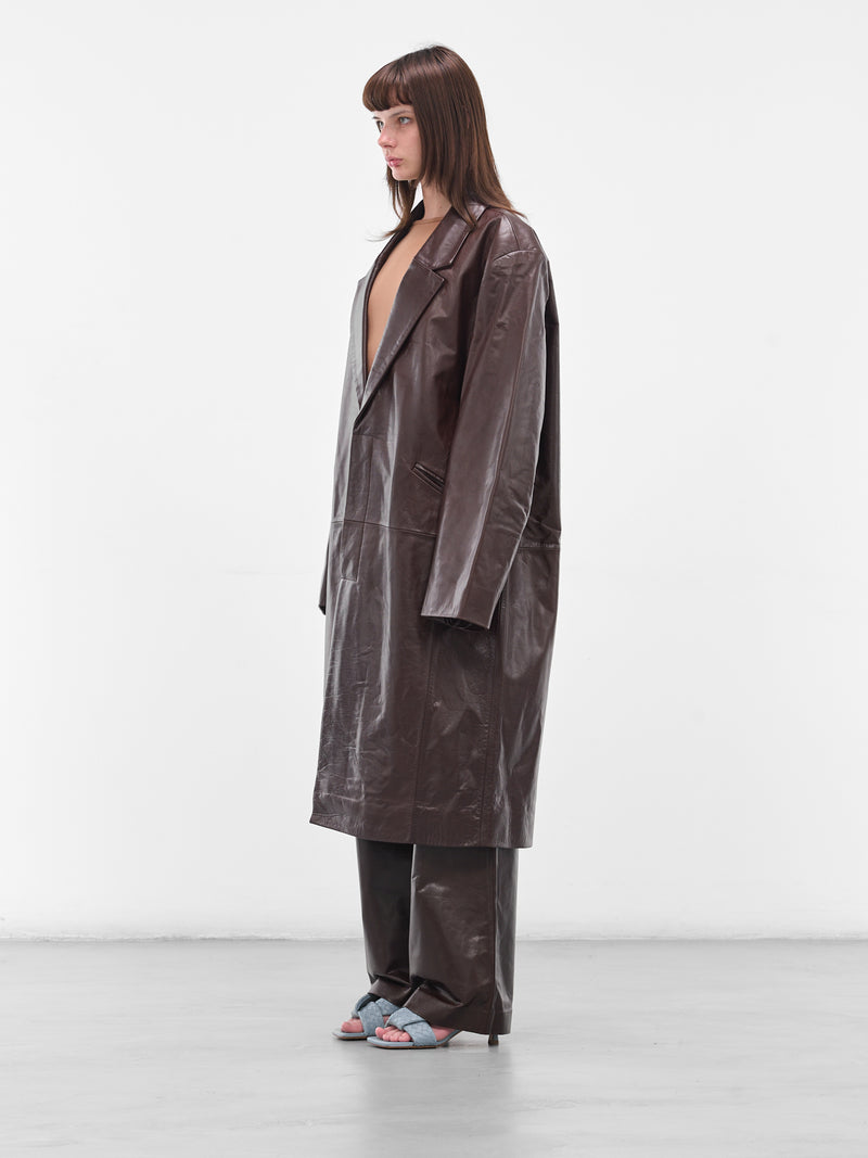 Brown Oversized Leather Coat (ESU-W25-13024-DB-DARK-BROWN)