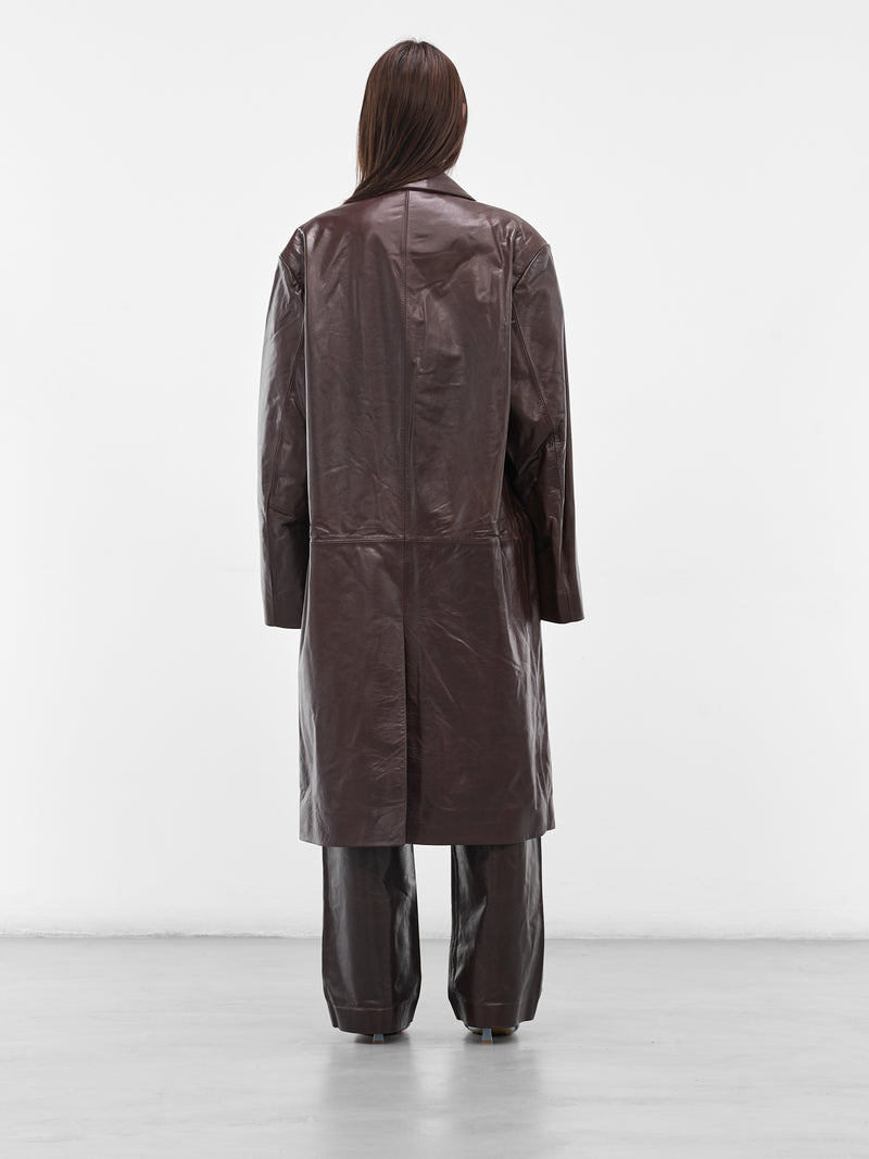 Brown Oversized Leather Coat (ESU-W25-13024-DB-DARK-BROWN)