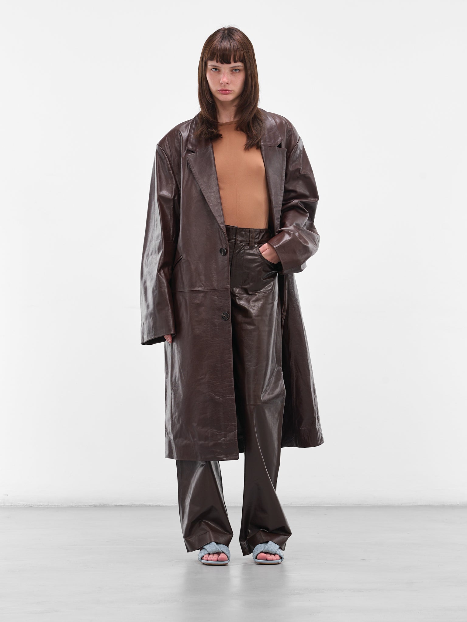 Brown Oversized Leather Coat (ESU-W25-13024-DB-DARK-BROWN)