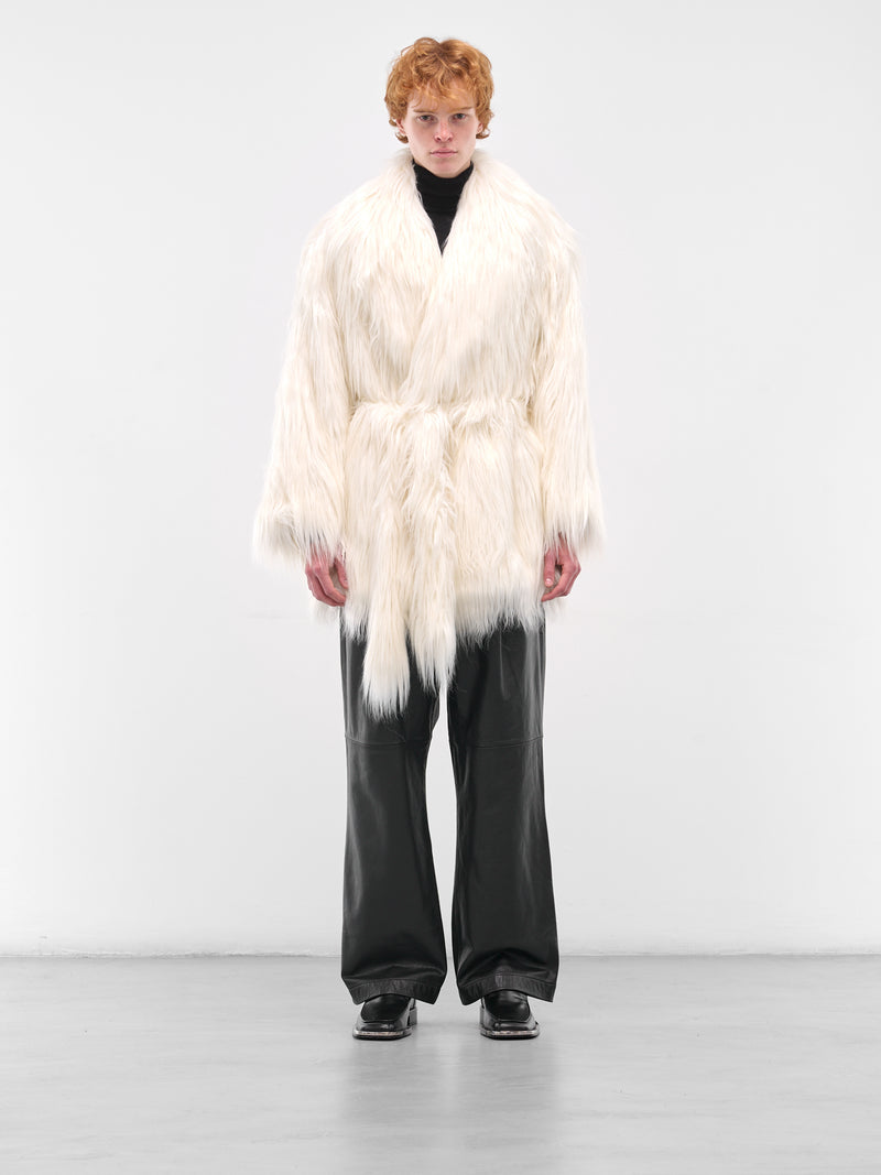 Cream Cropped Belted Fur Coat (ESW-W25-1051-CRS-CREAM)