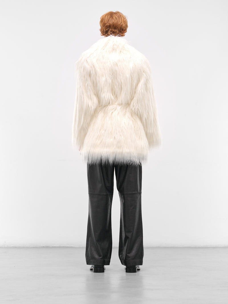 Cream Cropped Belted Fur Coat (ESW-W25-1051-CRS-CREAM)