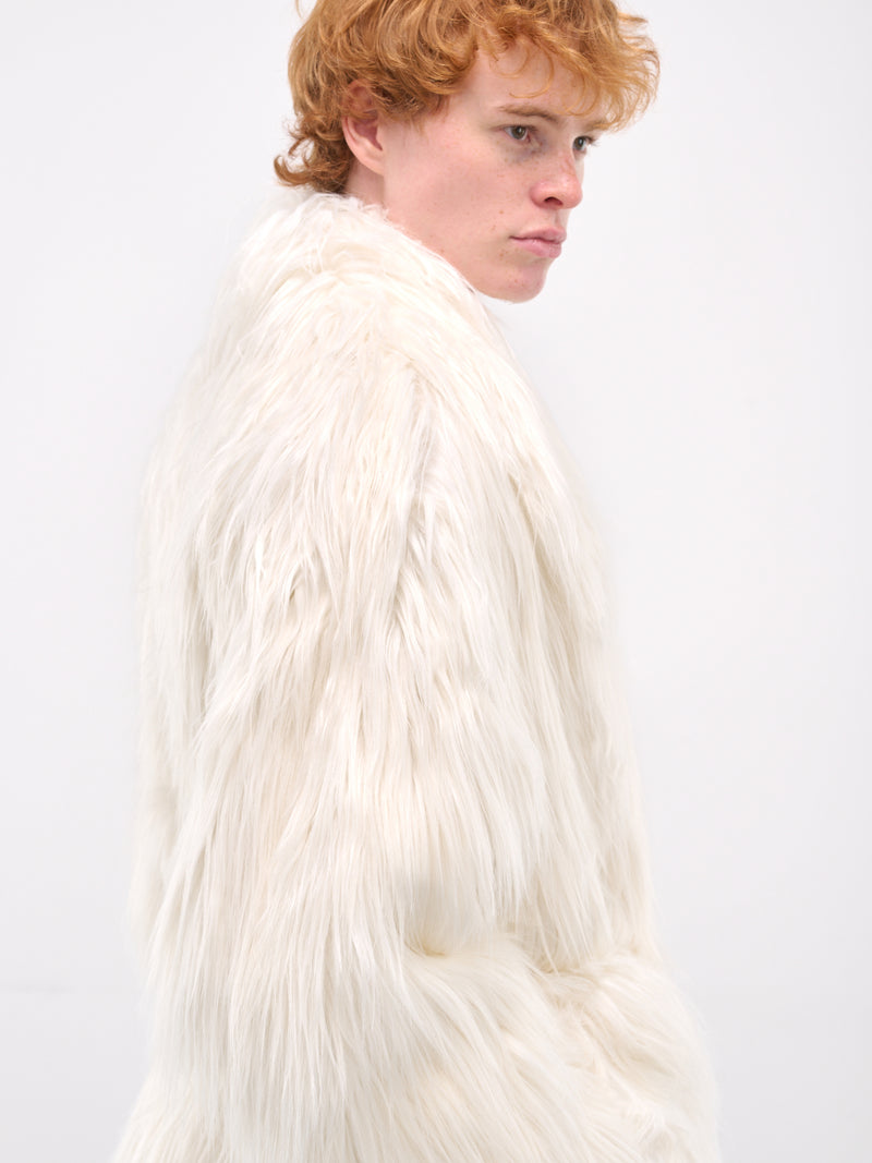 Cream Cropped Belted Fur Coat (ESW-W25-1051-CRS-CREAM)