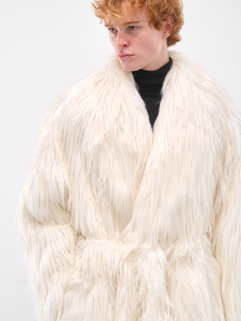 Cream Cropped Belted Fur Coat (ESW-W25-1051-CRS-CREAM)