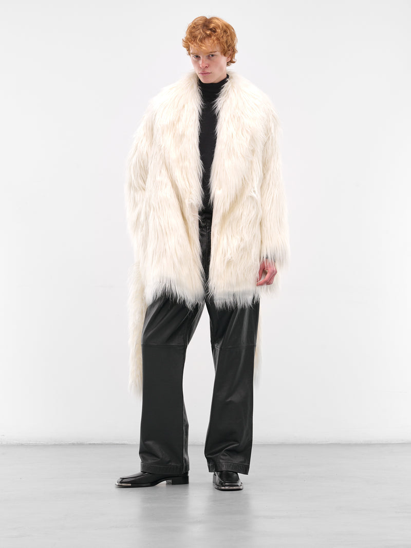 Cream Cropped Belted Fur Coat (ESW-W25-1051-CRS-CREAM)