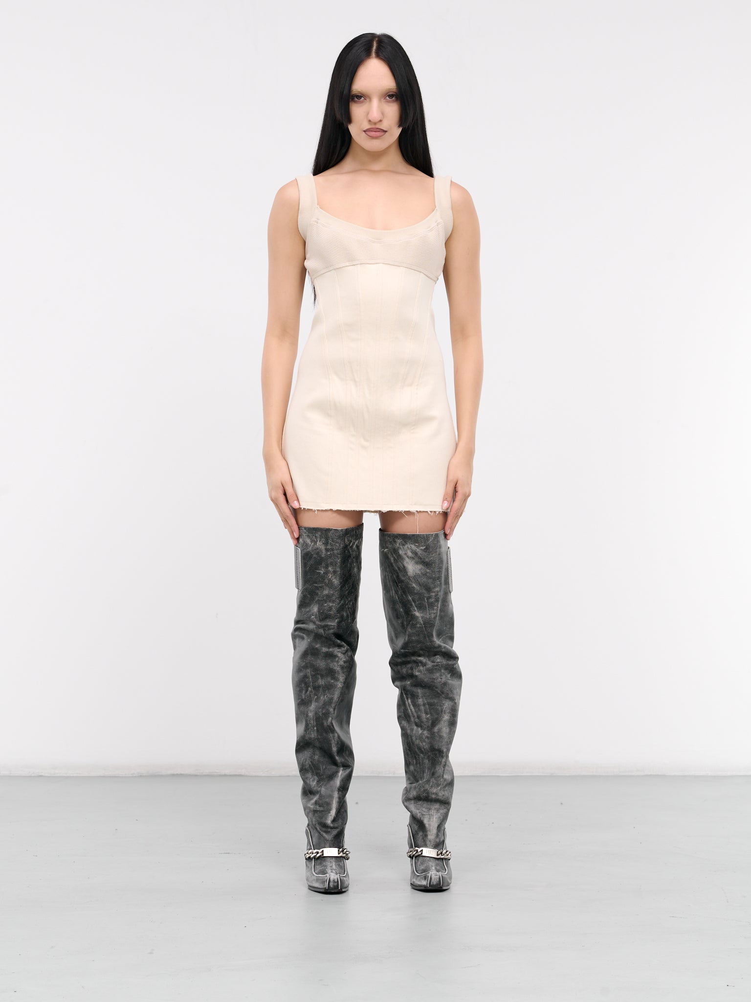 ELENA VELEZ | H.Lorenzo|Waffle Knit Corset Dress (EV008YR004-MUSLIN), 4 / MUSLIN ELENA VELEZ | H.Lorenzo|Waffle Knit Corset Dress (EV008YR004-MUSLIN), 4 / MUSLIN