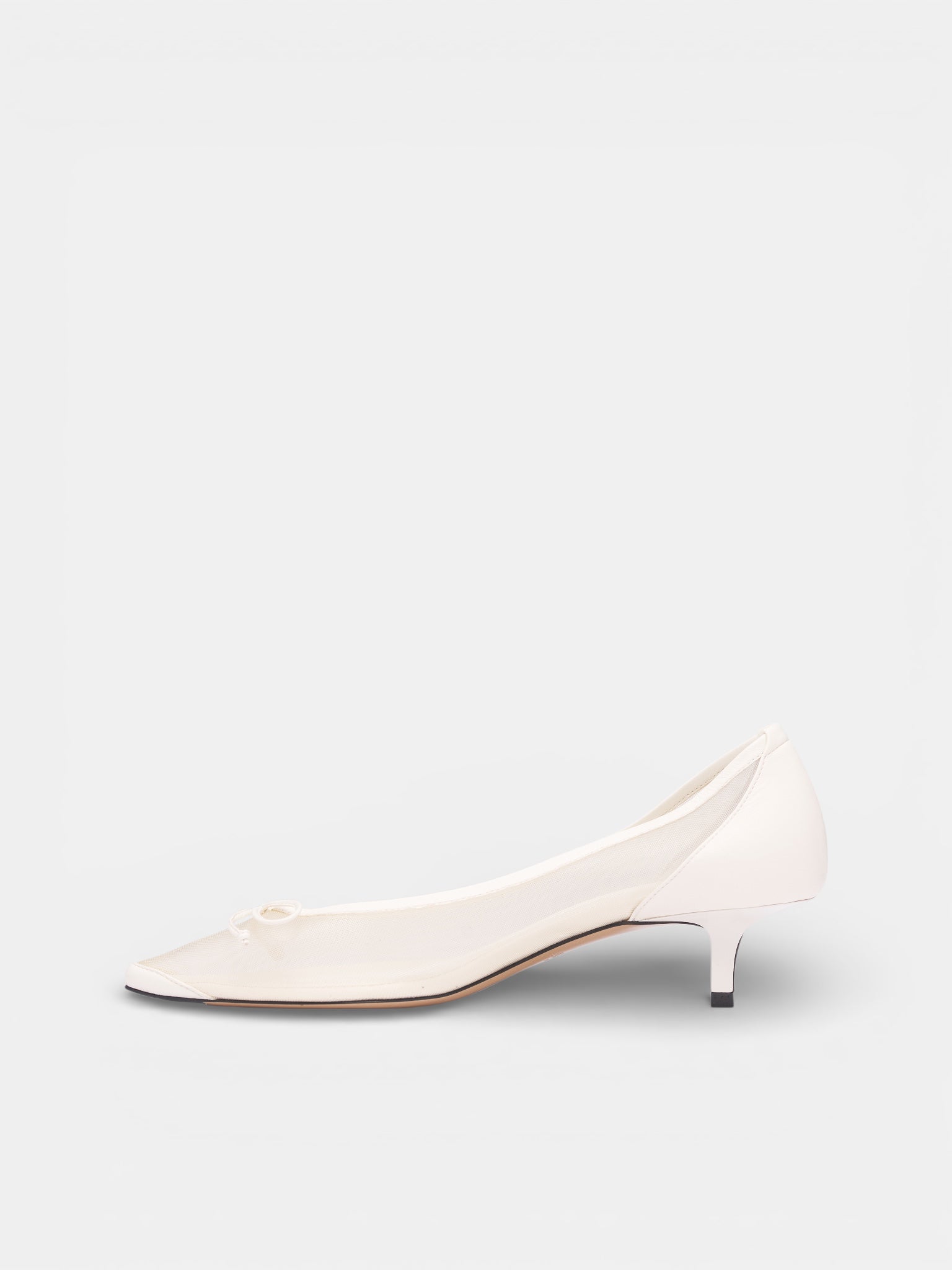 White Mesh Low Tourini Heels (F0W00179AW00661-WHITE)