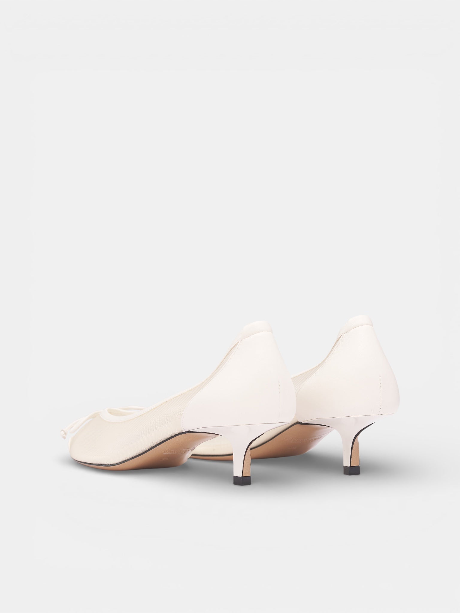 White Mesh Low Tourini Heels (F0W00179AW00661-WHITE)