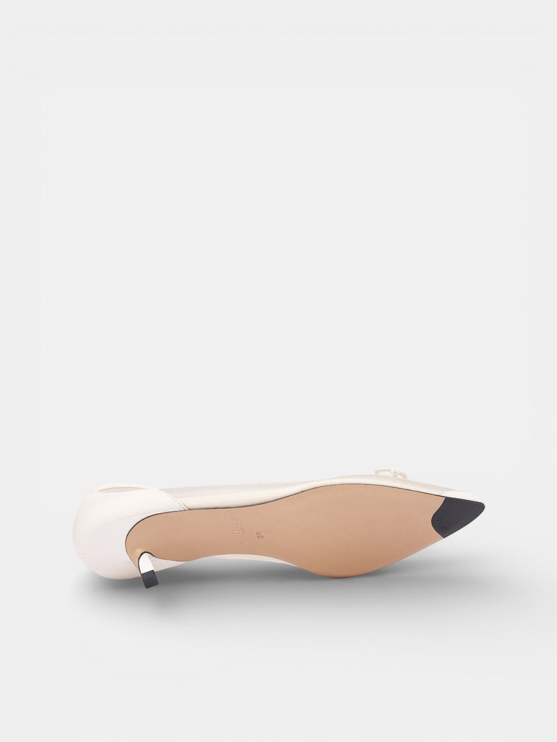 White Mesh Low Tourini Heels (F0W00179AW00661-WHITE)