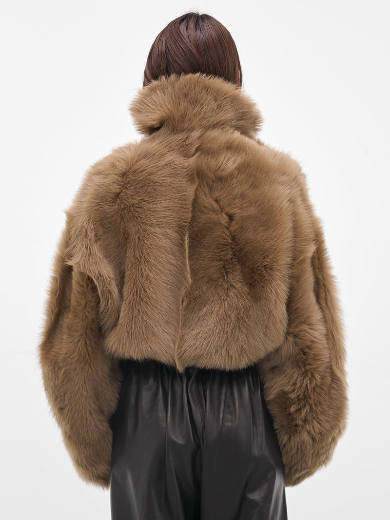 Brown Nebula Oversized Shearling Jacket (F25FM5-NEBULA-KHAKI-GREEN)