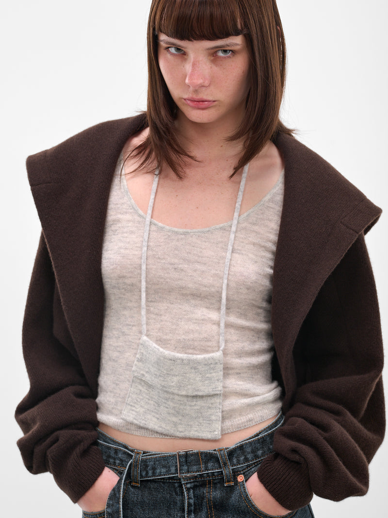Brown Cashmere Bad Romance Cardigan (F25K11-BAD-ROMANCE-EBONY-WOOD)