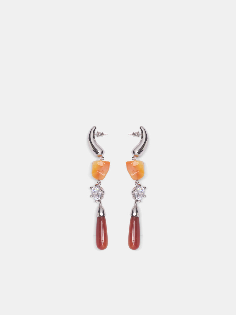 Ascolto Chandelier Earrings (F26-EA007-P-RED-AGATE)