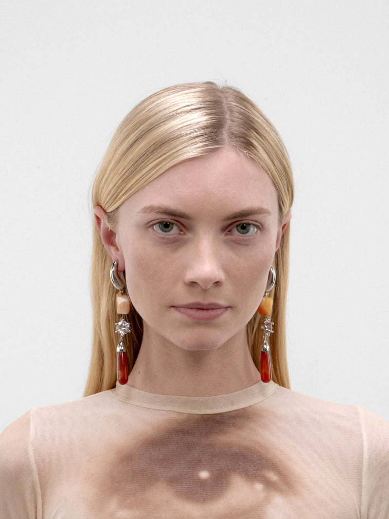 Ascolto Chandelier Earrings (F26-EA007-P-RED-AGATE)