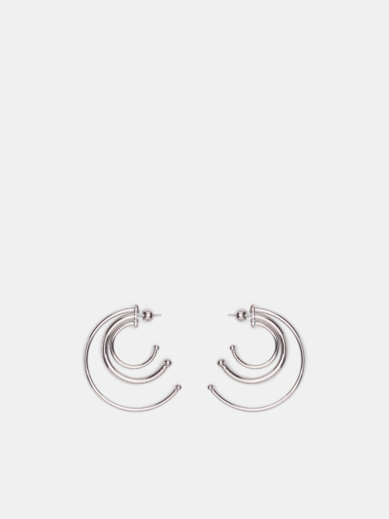 Rhodium Pierced Solar Small Hoops (F26-EA016-P-SILVER)