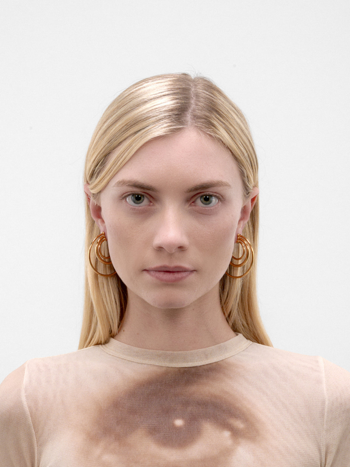 Gold Pierced Solar Small Hoops (F26-EA016-P-GOLD)