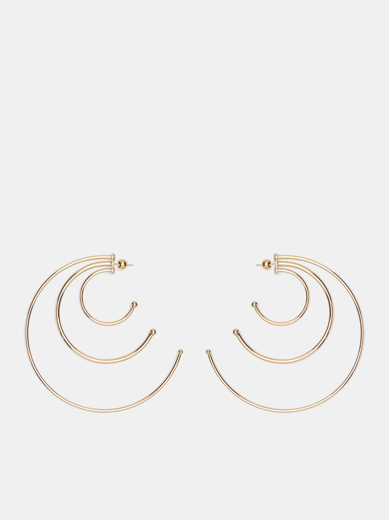 Gold Pierced Solar Large Hoops (F26-EA017-P-GOLD)