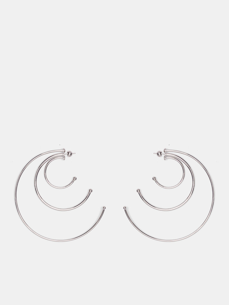 Rhodium Pierced Solar Large Hoops (F26-EA017-P-SILVER)