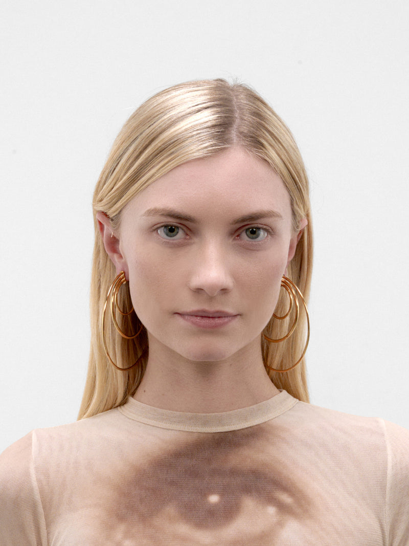 Gold Pierced Solar Large Hoops (F26-EA017-P-GOLD)