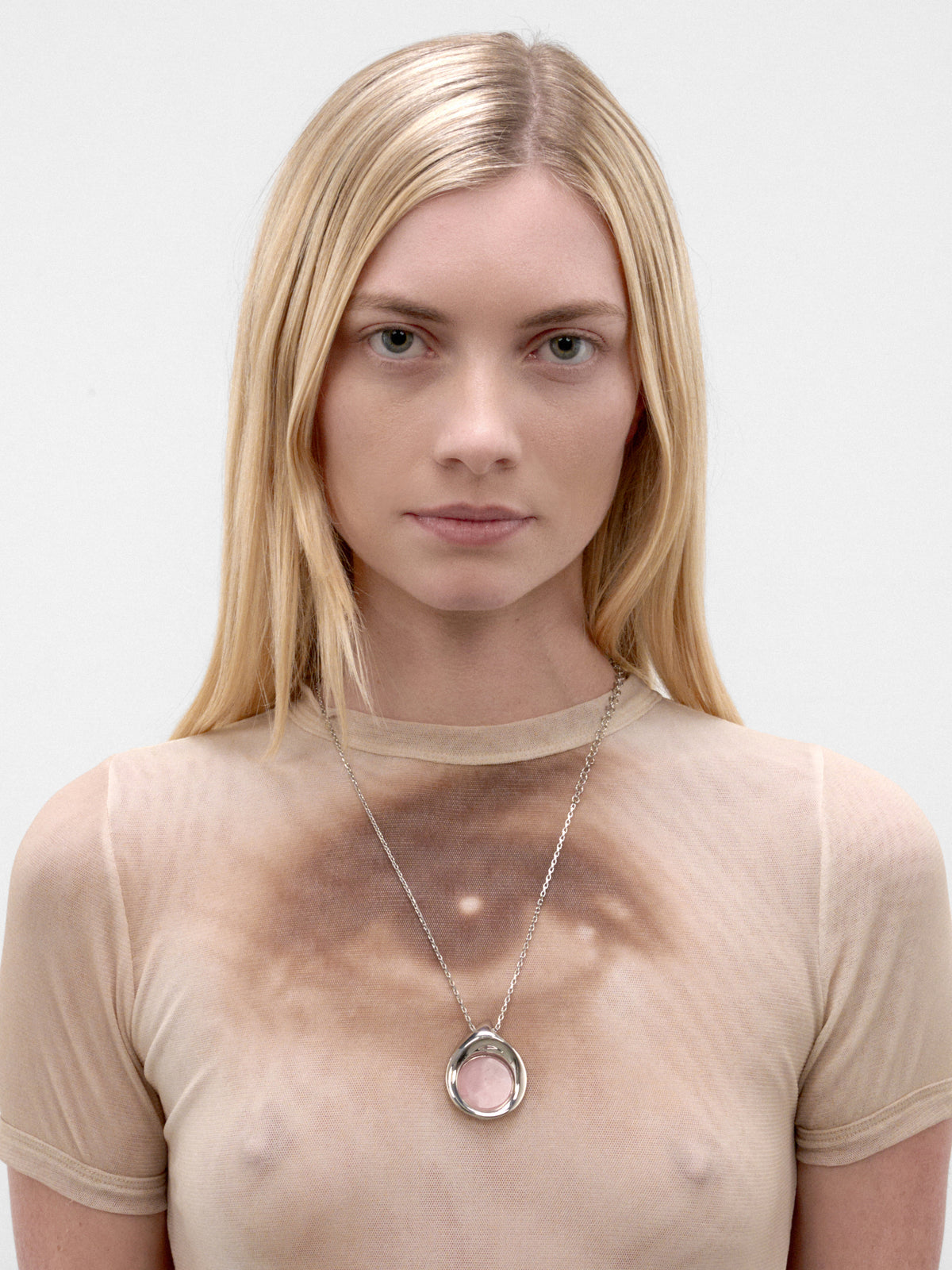 Rhodium Dust Pendant Necklace (F26-NE005-S-PINK)