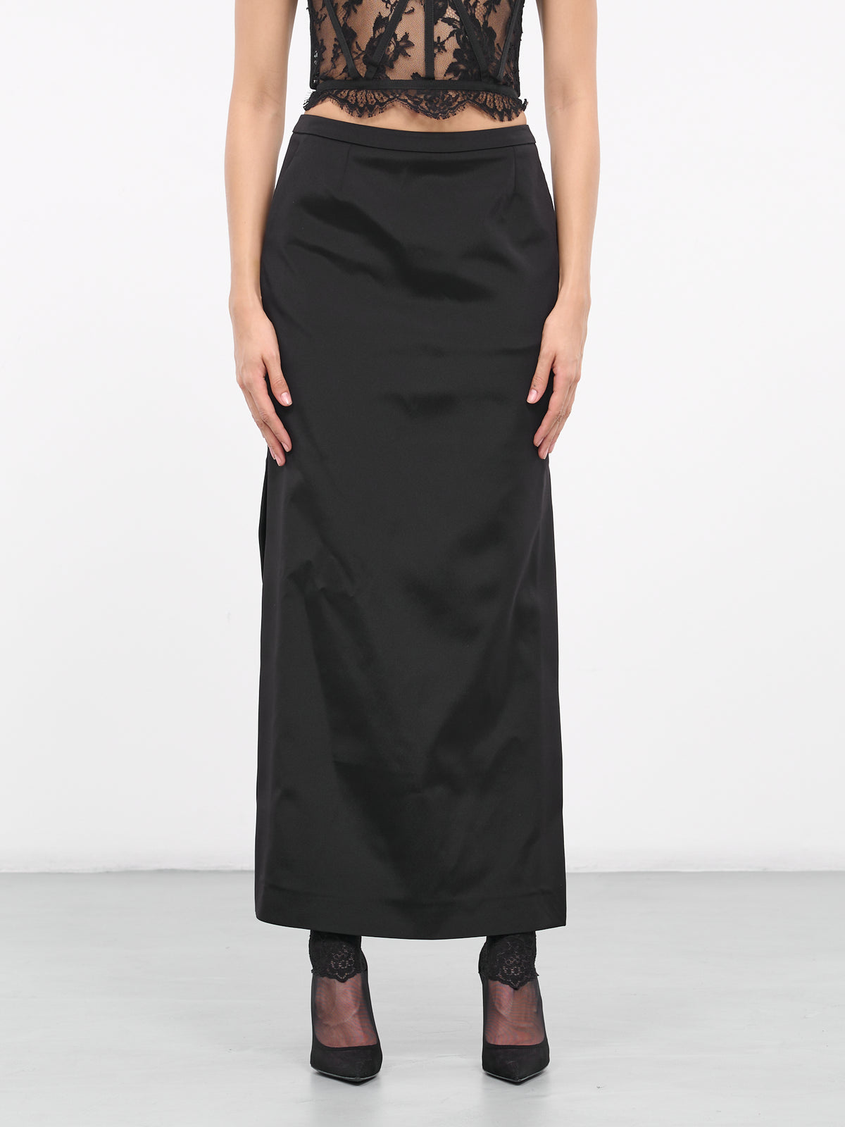 Side Slit Maxi Skirt (F4CLXT-FURLE-N0000-BLACK)
