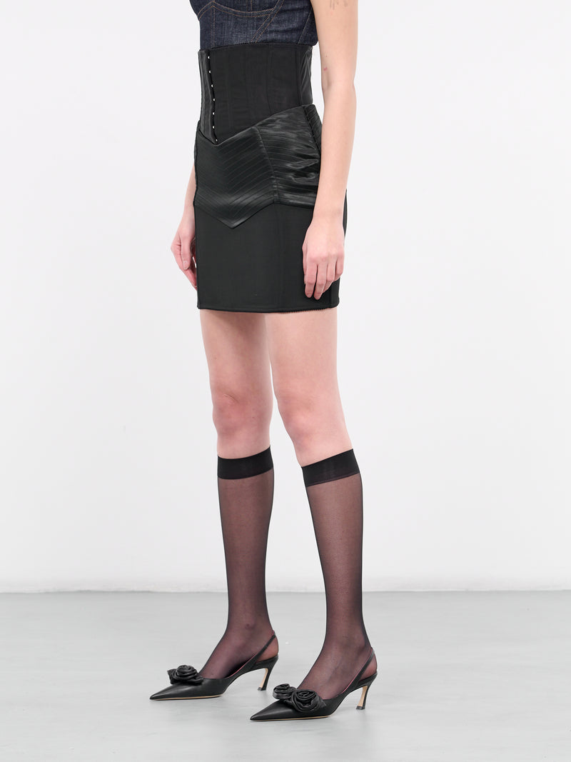 Black Corset Belt Mini Skirt (F4CM5T-GDBPB-S9000-BLACK)