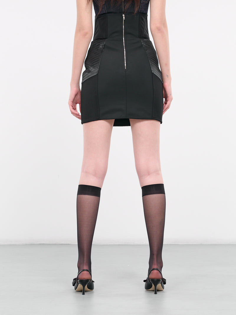 Black Corset Belt Mini Skirt (F4CM5T-GDBPB-S9000-BLACK)