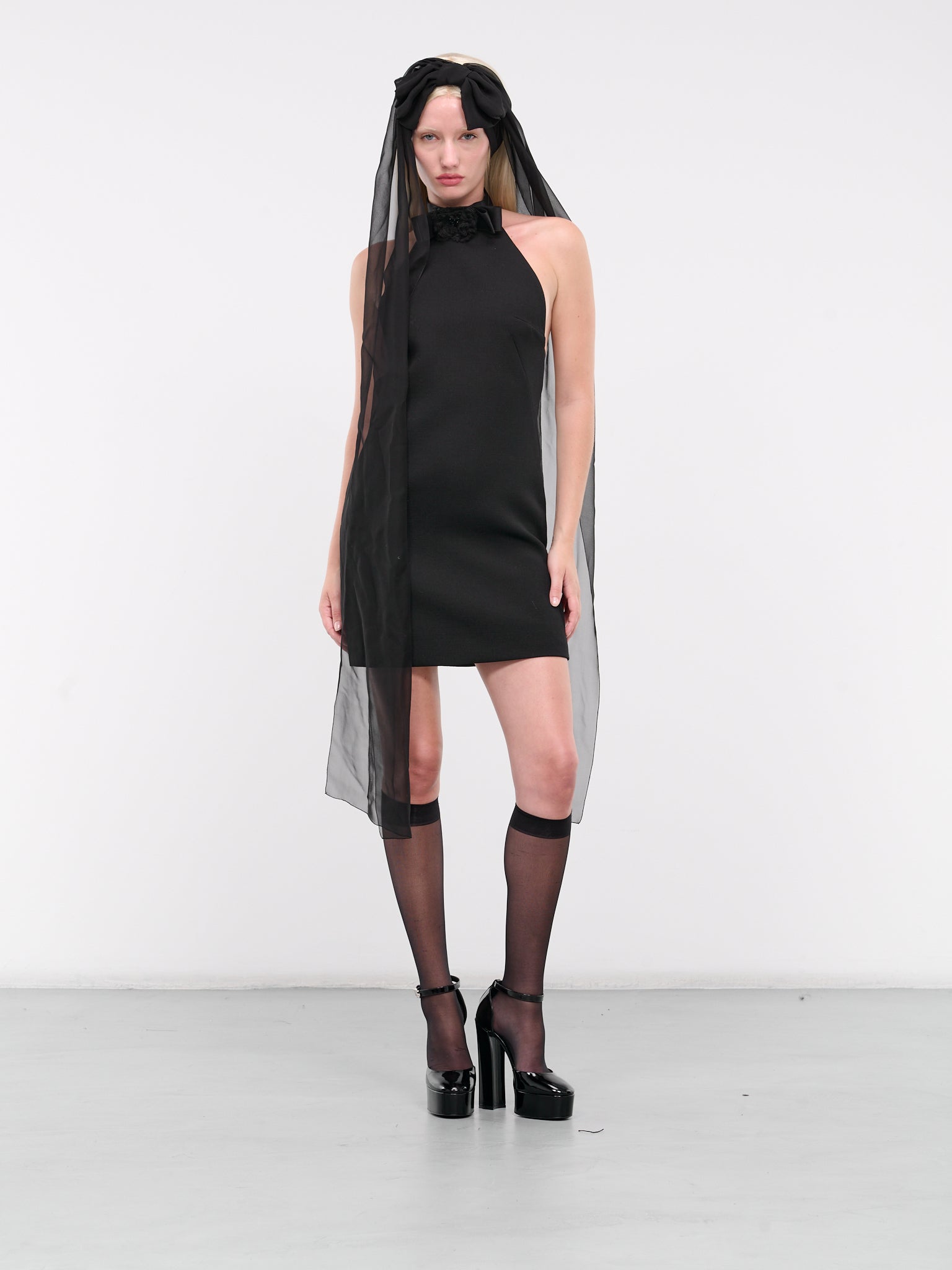 Short Woolen Dress (F6JEDT-FUBGE-BLACK)