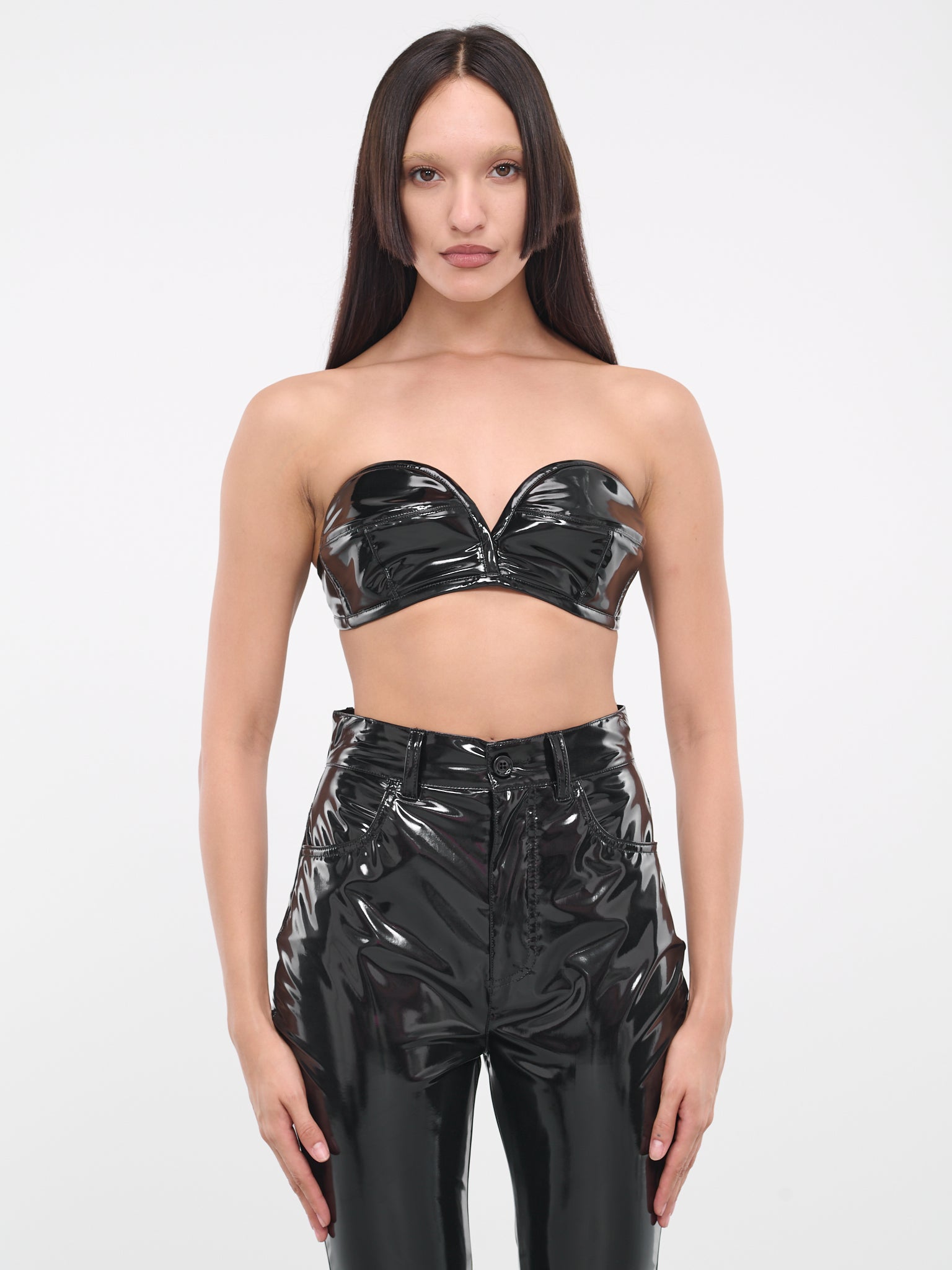 Patent Leather Bandeau Top (F7509T-FUSOP-N0000-BLACK)